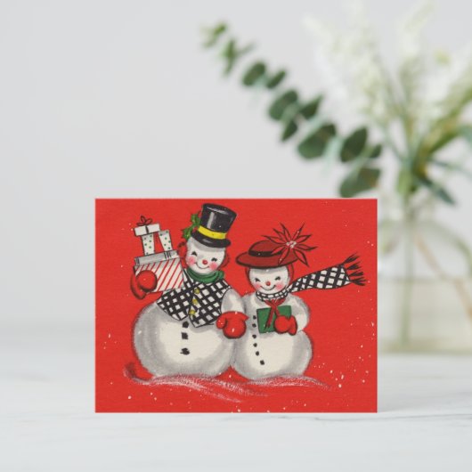 Vintage Kerstman Feestdagenkaart (Staand voorkant)