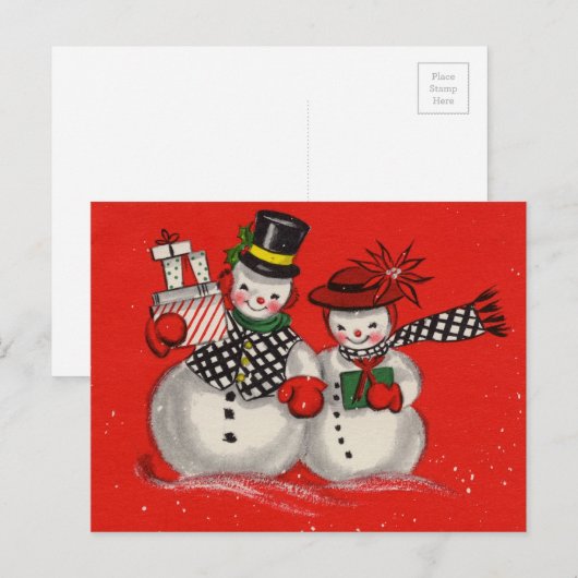 Vintage Kerstman Feestdagenkaart (Voorkant / Achterkant)