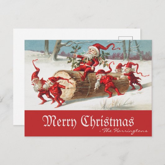 Vintage kerstman feestdagenkaart (Voorkant / Achterkant)