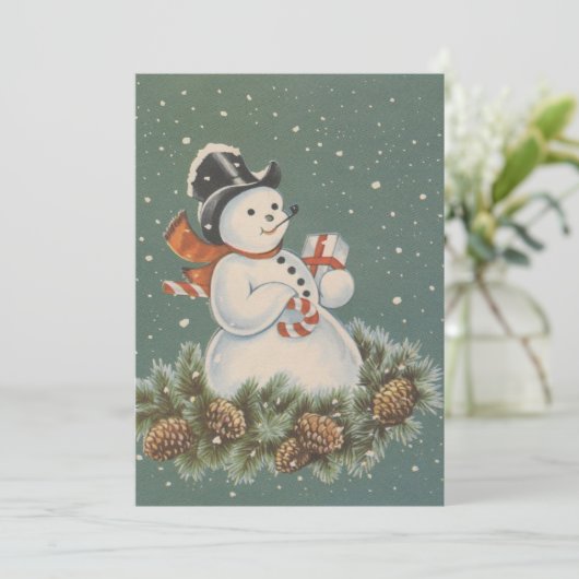 Vintage Kerstman Feestdagenkaart (Staand voorkant)