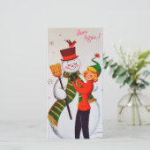 Vintage Kerstman Feestdagenkaart (Staand voorkant)