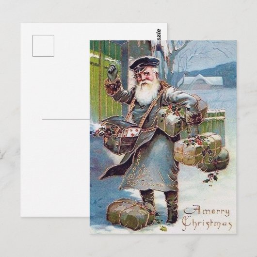 vintage kerstman feestelijk briefkaart (Voorkant / Achterkant)