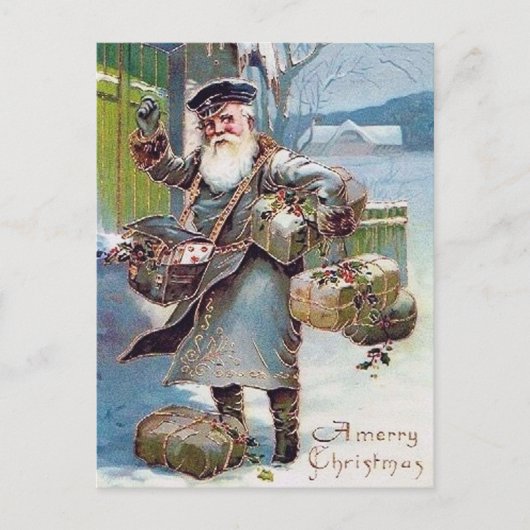 vintage kerstman feestelijk briefkaart (Voorkant)