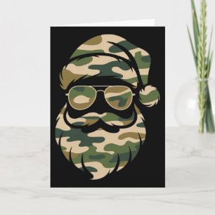 Vintage Kerstman Gezicht Camouflage Kerstmis Xmas Kaart