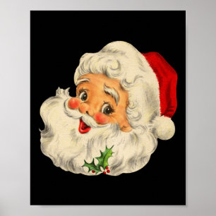 Vintage Kerstman gezicht Fun Oude Mode Poster