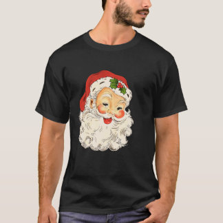 Vintage Kerstman gezicht ouderwetse L T-shirt