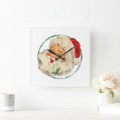 Vintage Kerstman gezicht ouderwetse T Vierkante Klok (Huis)