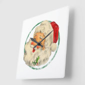 Vintage Kerstman gezicht ouderwetse T Vierkante Klok (Hoek)