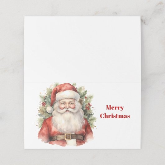 Vintage Kerstman Glimlachend Klein Plaatskaartje (Buitenkant ongevouwen)