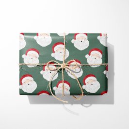 Vintage Kerstman Groen Cadeaupapier