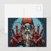 Vintage Kerstman Heavy Metal Rock en Roll Aankondigingskaart (Voorkant / Achterkant)