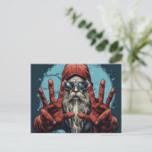 Vintage Kerstman Heavy Metal Rock en Roll Aankondigingskaart (Staand voorkant)