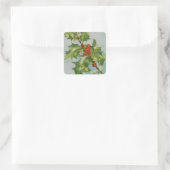 Vintage Kerstman Holly Artwork Vierkante Sticker (Tas)