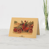 Vintage Kerstman in auto Feestdagen Kaart (Achterkant)