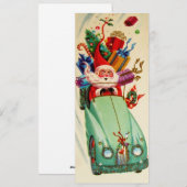 Vintage Kerstman in auto Feestdagenkaart (Voorkant / Achterkant)