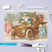 Vintage Kerstman in een auto met Cadeaus Tissuepapier (Craft)