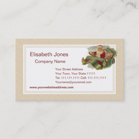 Vintage kerstman in een klassieke Antiek auto Visitekaartje (Voorkant)