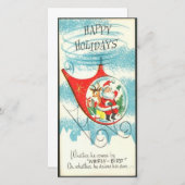 Vintage Kerstman in helikopter Feestdagenkaart (Voorkant / Achterkant)