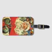 Vintage Kerstman in Sleigh met Speelgoed Bagagelabel (Voorkant (horizontaal))
