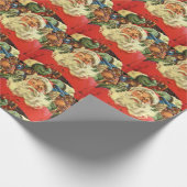 Vintage Kerstman in Sleigh met Speelgoed Cadeaupapier (Hoek)