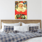 Vintage Kerstman in Sleigh met Speelgoed Canvas Afdruk (Insitu (Slaapkamer))