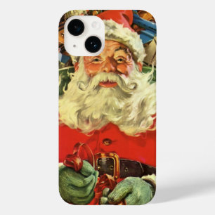 Vintage Kerstman in Sleigh met Speelgoed Case-Mate iPhone 14 Hoesje