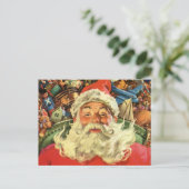 Vintage Kerstman in Sleigh met Speelgoed Feestdagenkaart (Staand voorkant)