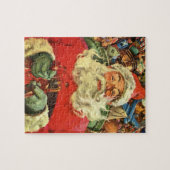 Vintage Kerstman in Sleigh met Speelgoed Legpuzzel (Horizontaal)