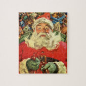 Vintage Kerstman in Sleigh met Speelgoed Legpuzzel (Verticaal)