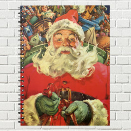 Vintage Kerstman in Sleigh met Speelgoed Notitieboek