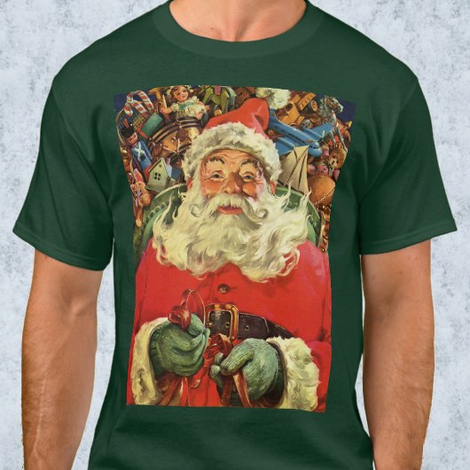 Vintage Kerstman in Sleigh met Speelgoed T-shirt