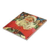 Vintage Kerstman in Sleigh met Speelgoed Tegeltje (Zijkant)