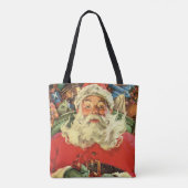 Vintage Kerstman in Sleigh met Speelgoed Tote Bag (Achterkant)