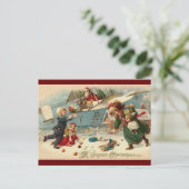 Vintage Kerstman in vliegtuig kinderen speelgoed Briefkaart (Staand voorkant)