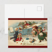 Vintage Kerstman in vliegtuig kinderen speelgoed Briefkaart (Voorkant / Achterkant)