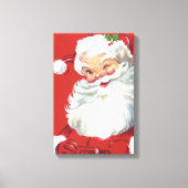 Vintage Kerstman, Jolly en Winking Canvas Afdruk (Voorkant)