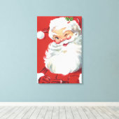 Vintage Kerstman, Jolly en Winking Canvas Afdruk (Insitu (Houten vloer))