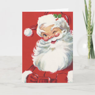 Vintage Kerstman, Jolly en Winking Feestdagen Kaart