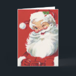 Vintage Kerstman, Jolly en Winking Feestdagen Kaart<br><div class="desc">illustratie kerstvakantieontwerp met een gelukkige,  vrolijke kerstman met een pet en het winden alsof hij een geheim heeft. Hoi,  vrolijk kerstfeest!</div>