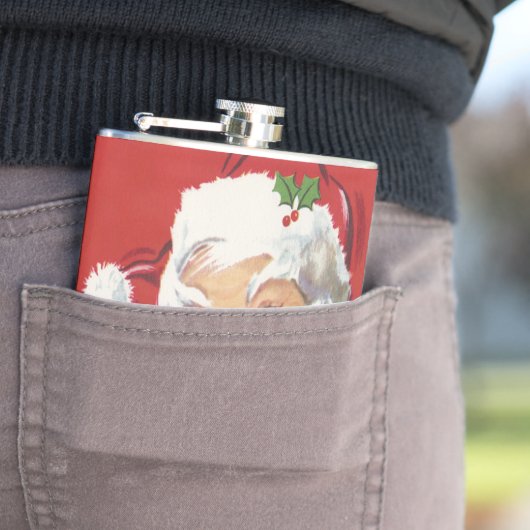 Vintage Kerstman, Jolly en Winking Heupfles (Voorbeeld)