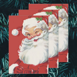 Vintage Kerstman, Jolly en Winking Inpakpapier Vel