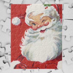 Vintage Kerstman, Jolly en Winking Legpuzzel
