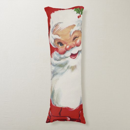 Vintage Kerstman, Jolly en Winking Lichaamskussen (Voorkant Verticaal)