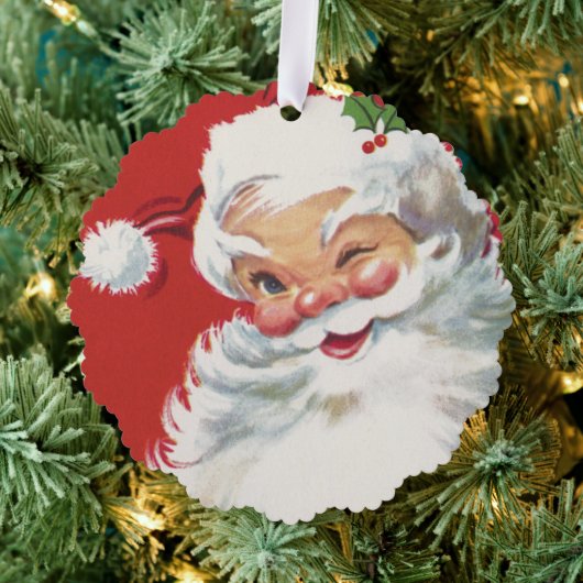 Vintage Kerstman, Jolly en Winking Ornament Kaart (Insitu (Drie))