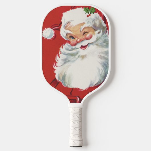 Vintage Kerstman, Jolly en Winking Pickleball Paddle (Voorkant)