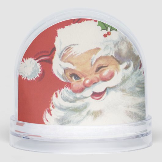 Vintage Kerstman, Jolly en Winking Sneeuwbol (Voorkant)