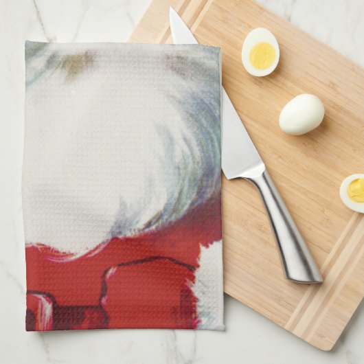 Vintage Kerstman, Jolly en Winking Theedoek (Quarter Fold)