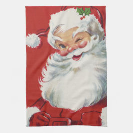 Vintage Kerstman, Jolly en Winking Theedoek