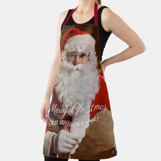 Vintage Kerstman Jolly personaliseren Schort (Insitu)