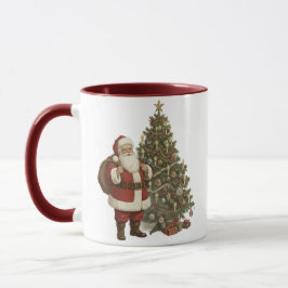 Vintage Kerstman & Kerstboom Mok